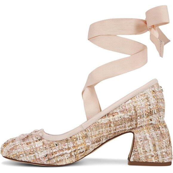 Circus by Sam Edelman Womens Vanilla Bean Fabric Block Heel Della Lace-up Pump - Picture 4 of 6